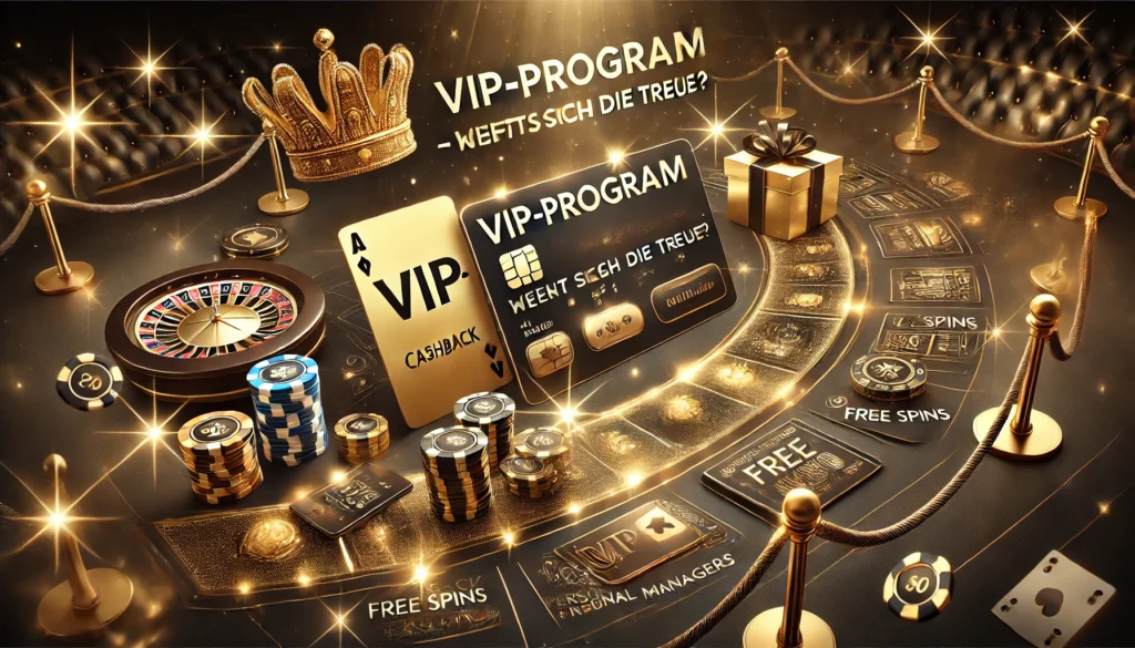 DALLE 20250327 131409 A luxurious and informative 169 banner image for a blog post titled VIPProgramme in Online Casinos Lohnt sich die Treue VIP programs in online Gute Slots kostenlos spielen